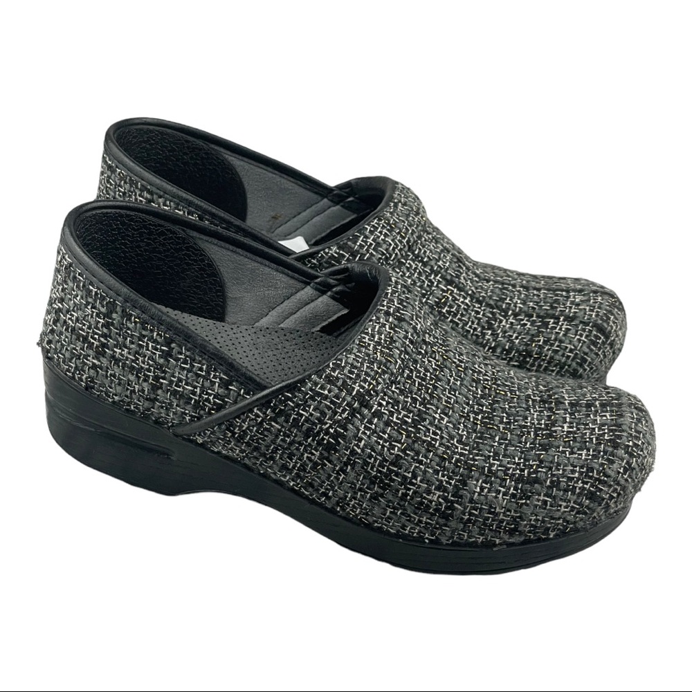 Dansko Women Clogs Shoes Black White Textured Slip On Low Heel SZ 8.5/9|EUR 39